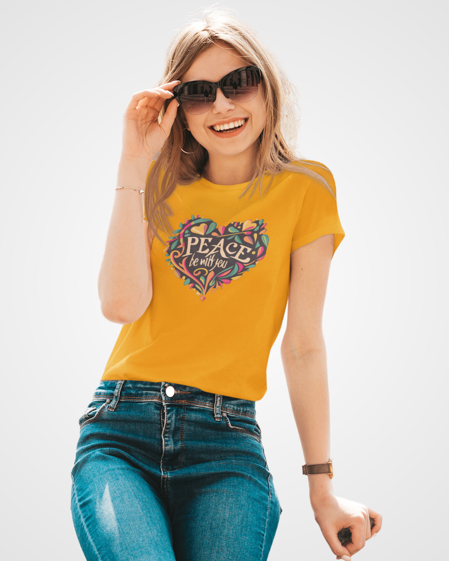 Women Multi colour Heart Graphic Printed T-shirt - Lama Fashion