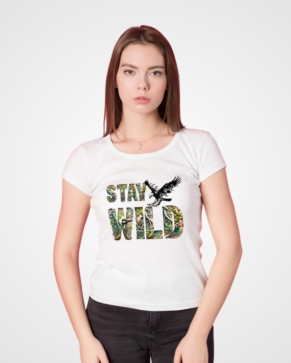Women Stay Wild Graphic Printed T-shirt - Lama Fashion