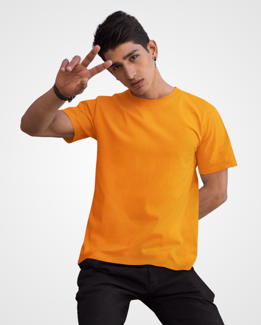 Men Plain Orange T-Shirt