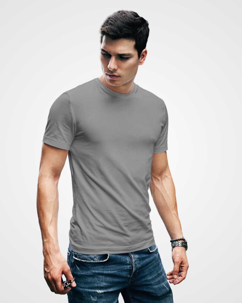 Men Plain Grey T-Shirt