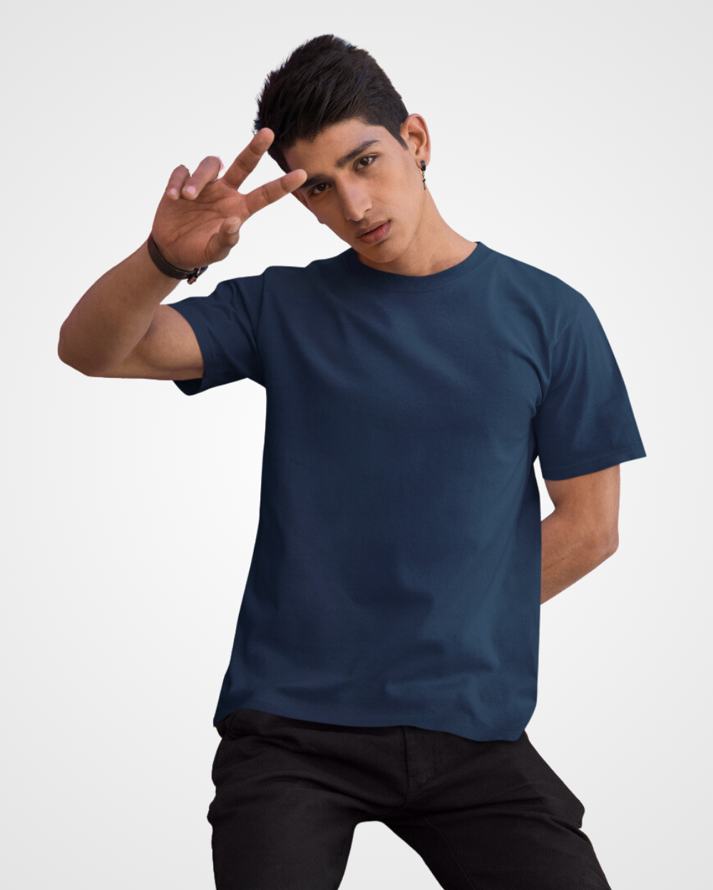Men Plain Midnight Blue T-Shirt