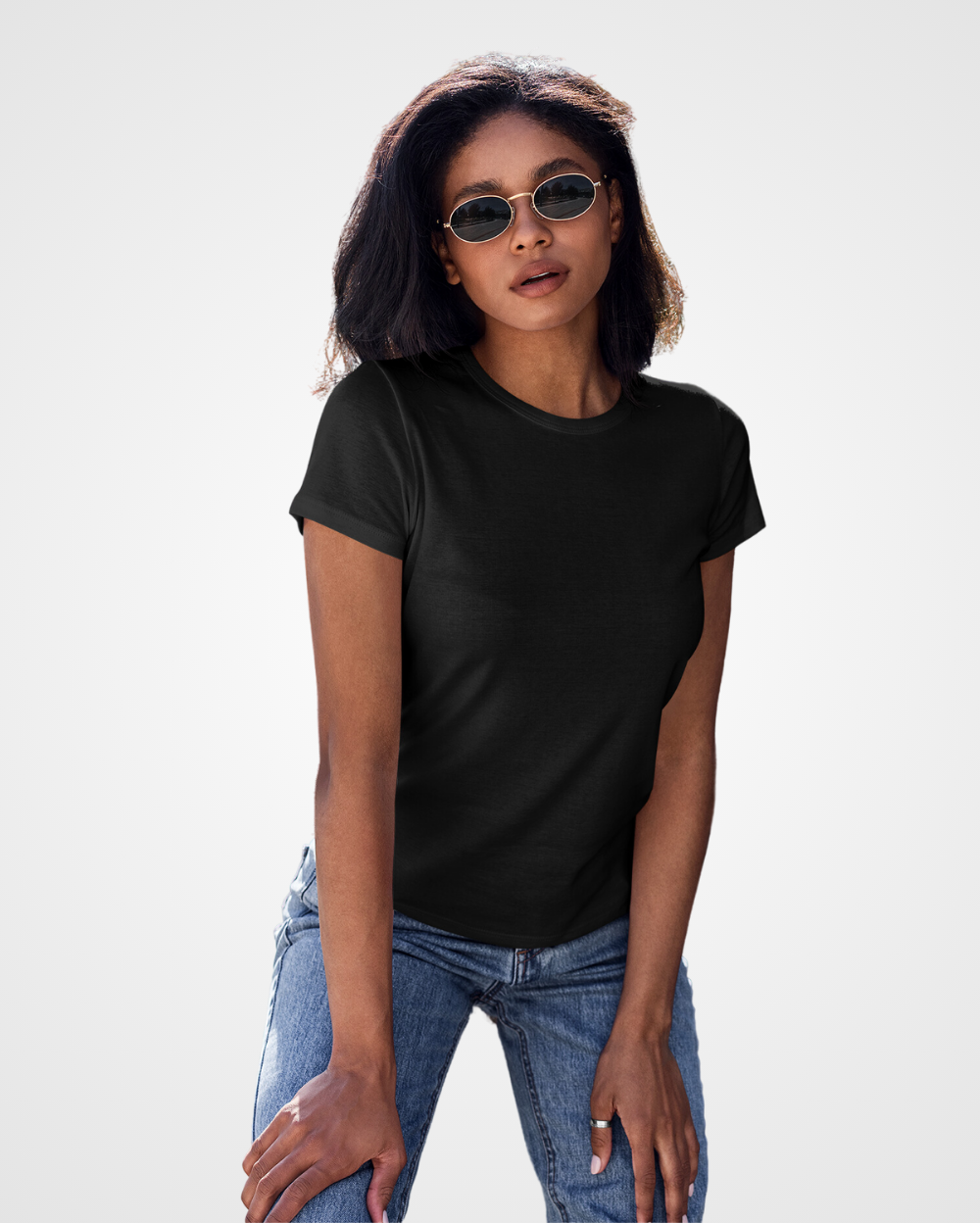 Women plain Black T-Shirt