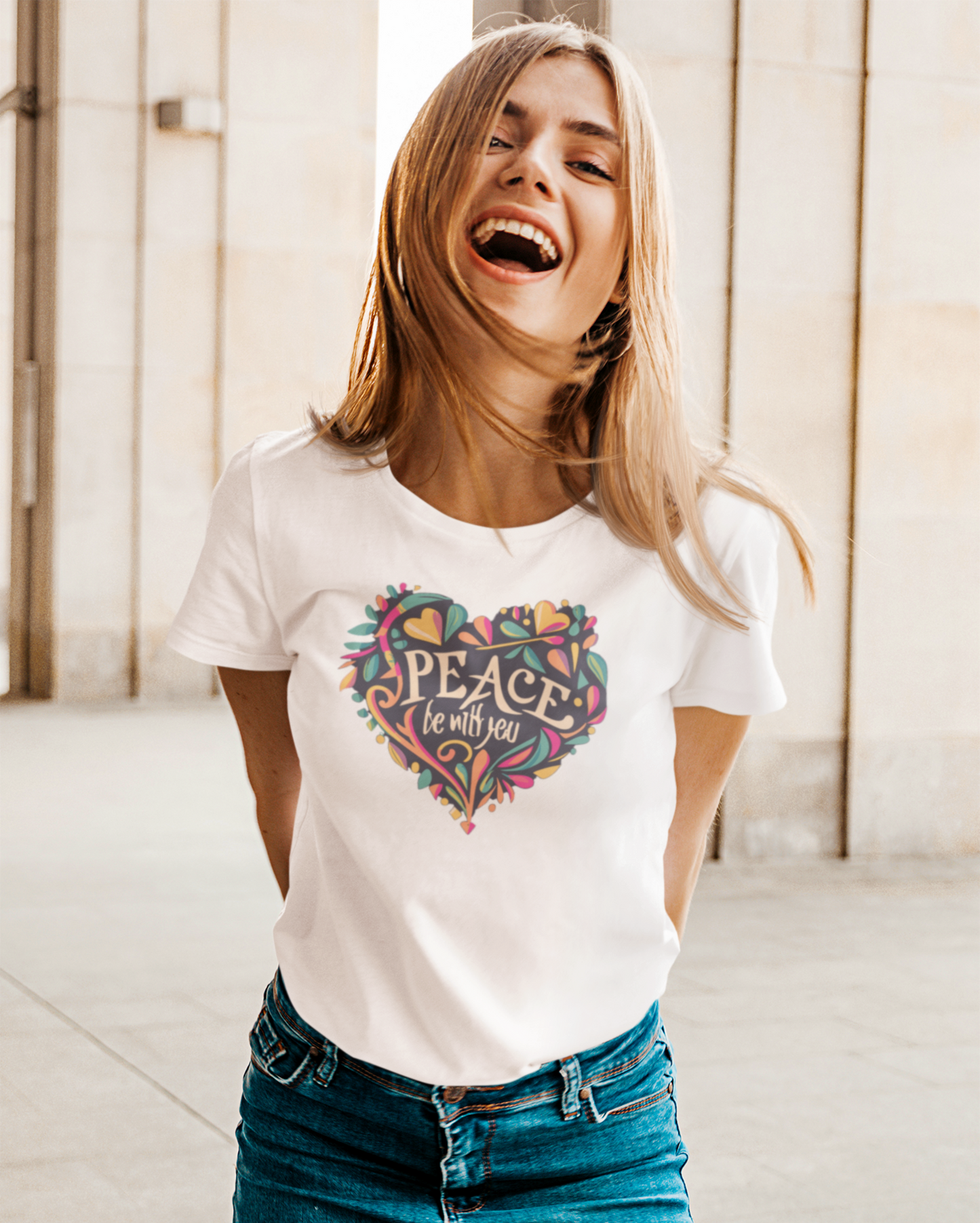 Women Multi colour Heart Graphic Printed T-shirt - Lama Fashion
