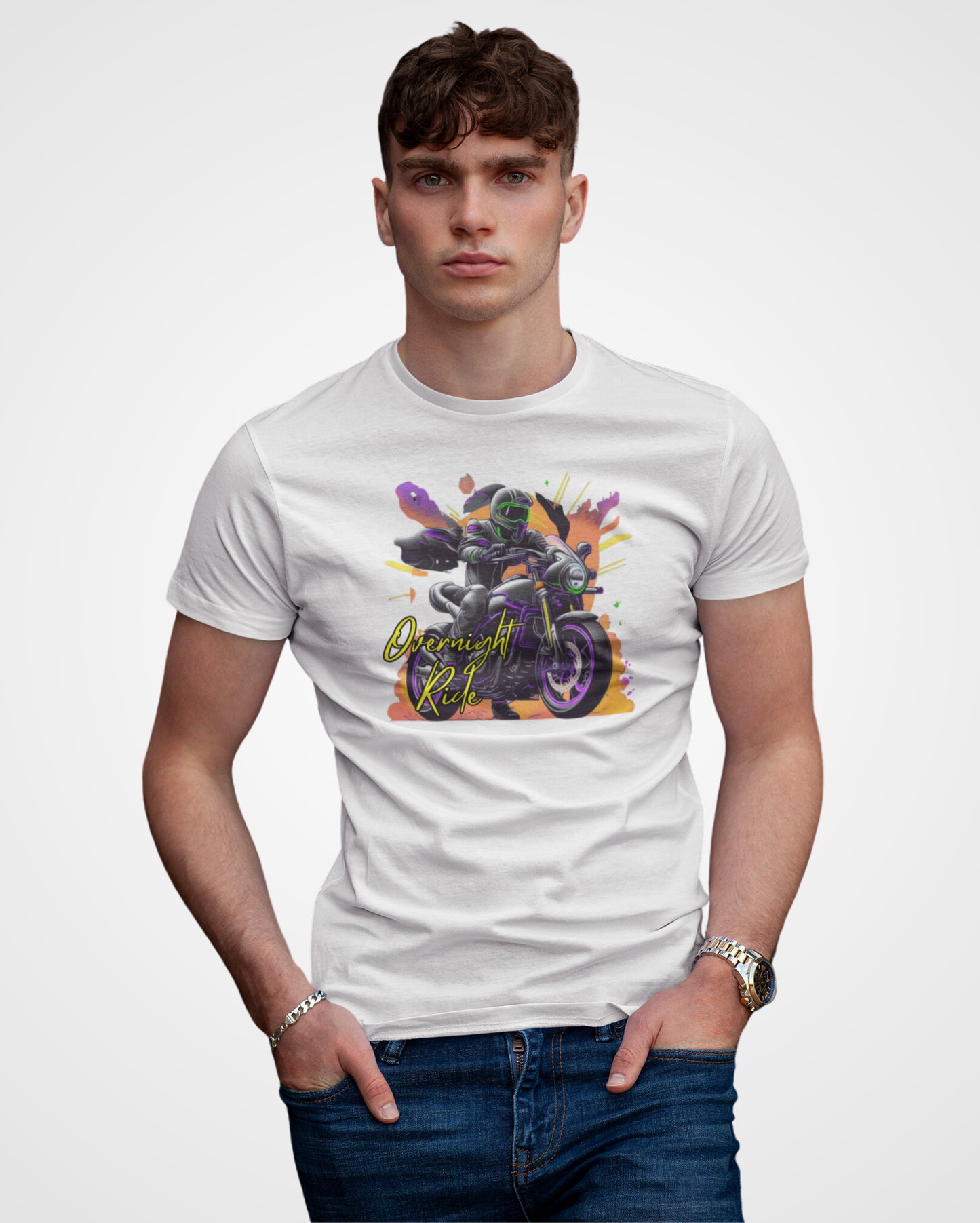 Men's OverNight Ride Graphic Printed T-shirt - Lama Fashion