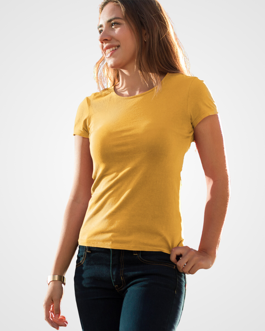 Women Plain Orange T-Shirt