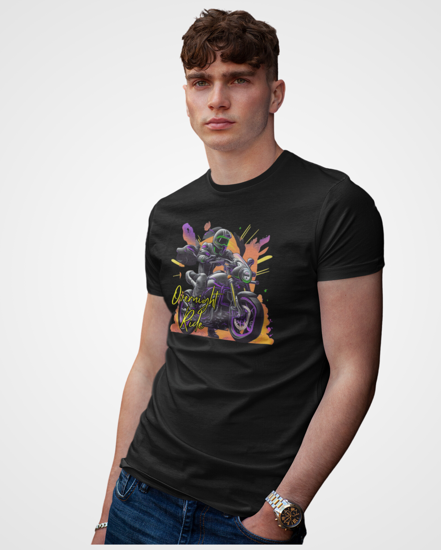 Men's OverNight Ride Graphic Printed T-shirt - Lama Fashion